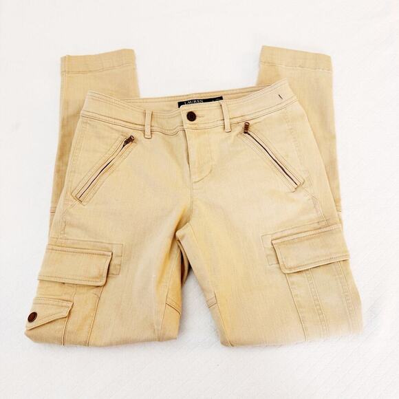 Lauren Ralph Lauren Cargo Carpenter Style Denim Jeans Cream/Tan Size 04 - Picture 9 of 9